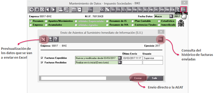 Suministro Inmediato de Información del IVA (SII) en a3ASESOR|eco y a3ASESOR|con